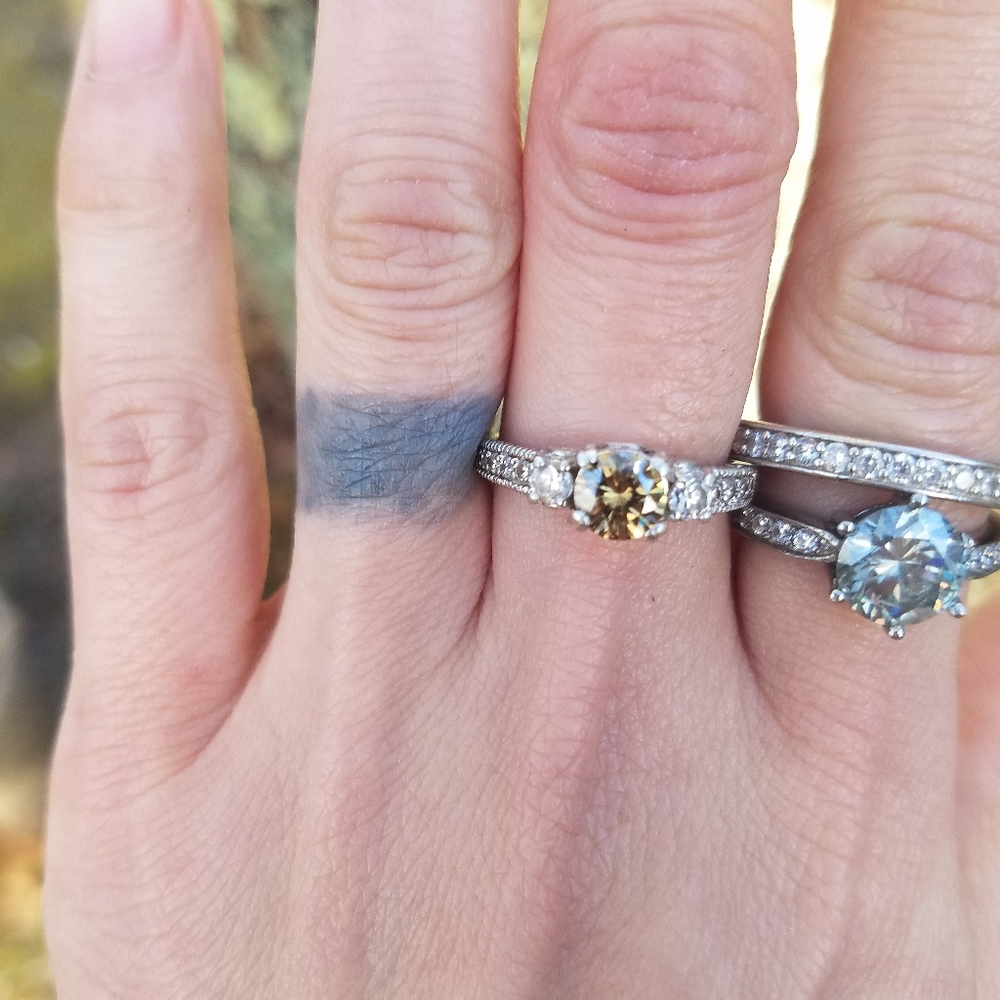 Vintage Moissanite Engagement Set (2 Rings) - Picture 5 of 8